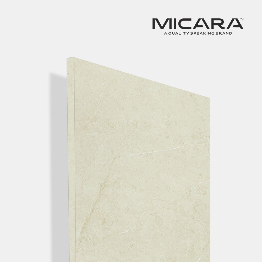 Apricot Arc High Gloss Pastel Laminate by Micara Apricot Arc high gloss laminate by Micara with soft pastel apricot tone and glossy finish
