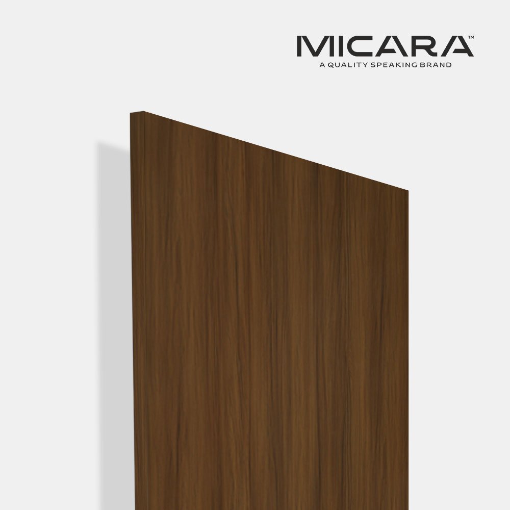 Timeless Mahogany High Gloss Wood Finish Laminate by Micara Timeless Mahogany high gloss laminate by Micara with deep mahogany wood tone and glossy finish